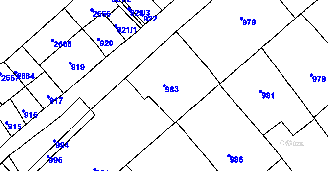 Parcela st. 983 v KÚ Valtice, Katastrální mapa
