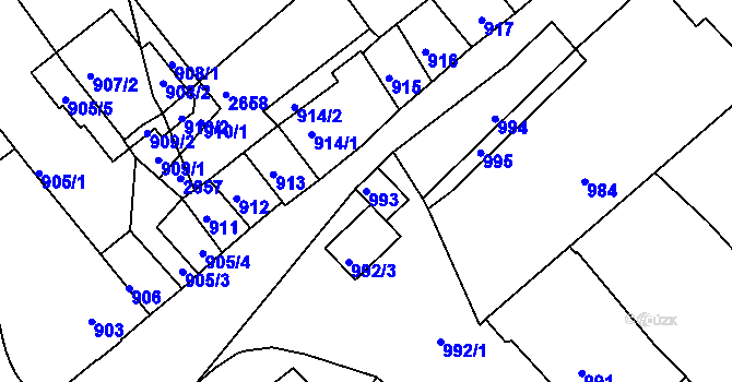 Parcela st. 993 v KÚ Valtice, Katastrální mapa