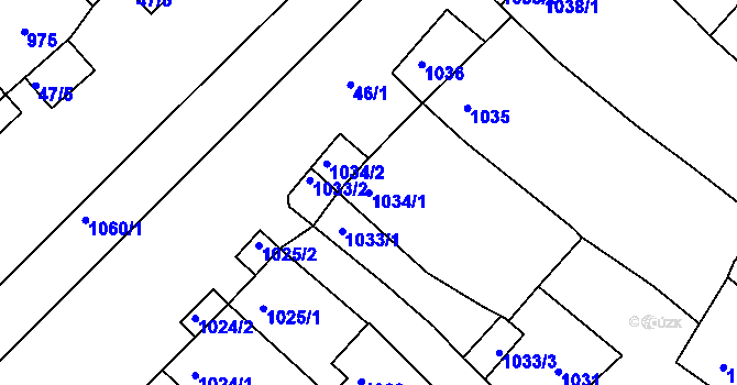 Parcela st. 1034/1 v KÚ Valtice, Katastrální mapa