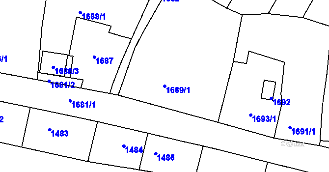 Parcela st. 1689/1 v KÚ Valtice, Katastrální mapa