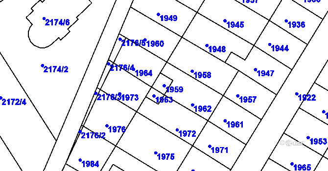Parcela st. 1959 v KÚ Valtice, Katastrální mapa