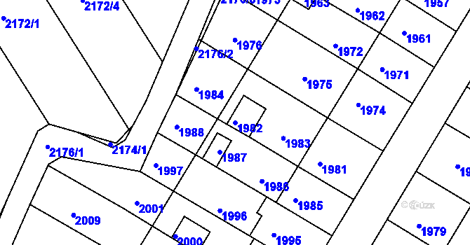 Parcela st. 1982 v KÚ Valtice, Katastrální mapa