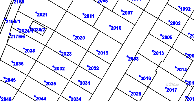 Parcela st. 2019 v KÚ Valtice, Katastrální mapa