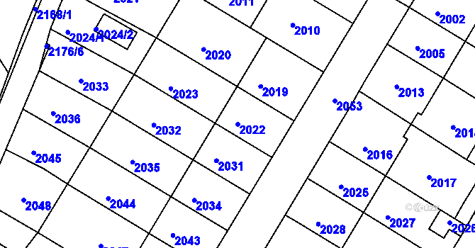 Parcela st. 2022 v KÚ Valtice, Katastrální mapa