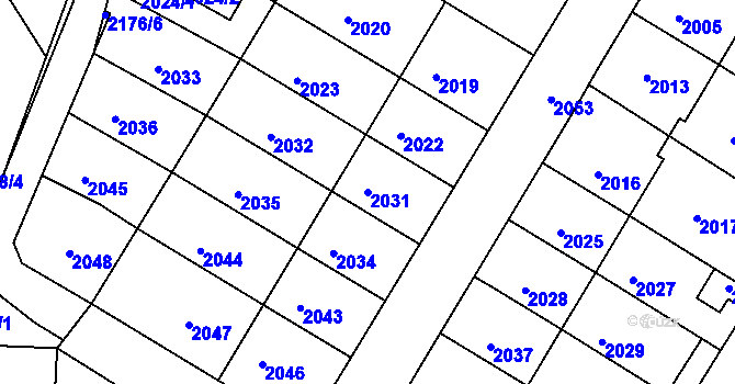 Parcela st. 2031 v KÚ Valtice, Katastrální mapa