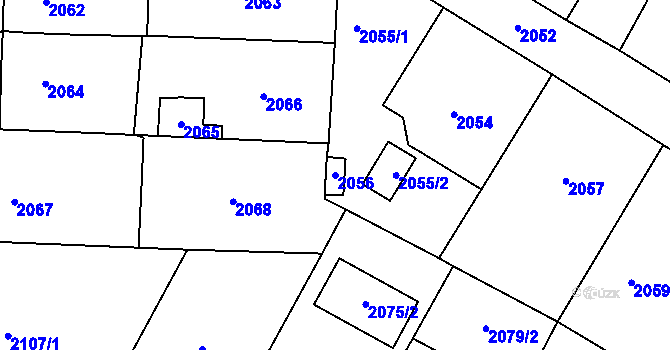 Parcela st. 2056 v KÚ Valtice, Katastrální mapa