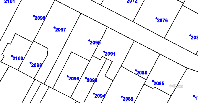 Parcela st. 2092 v KÚ Valtice, Katastrální mapa