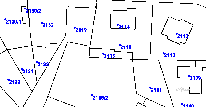 Parcela st. 2116 v KÚ Valtice, Katastrální mapa