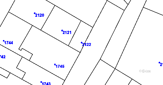 Parcela st. 2122 v KÚ Valtice, Katastrální mapa