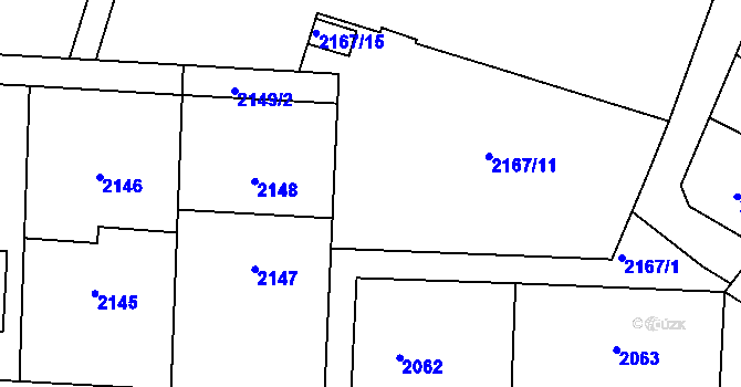 Parcela st. 2167/5 v KÚ Valtice, Katastrální mapa