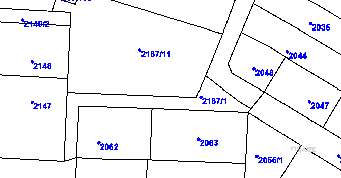 Parcela st. 2167/12 v KÚ Valtice, Katastrální mapa
