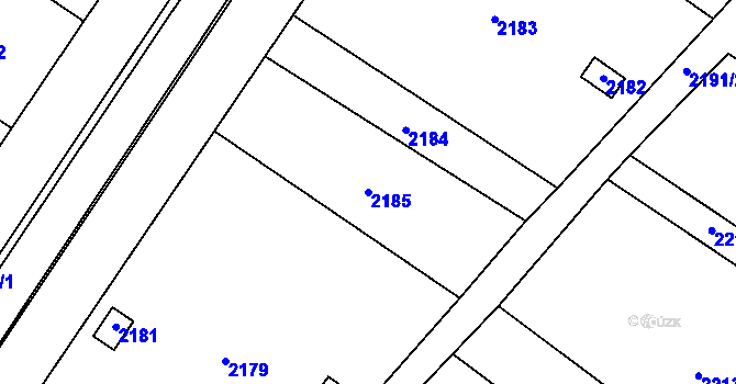 Parcela st. 2185 v KÚ Valtice, Katastrální mapa