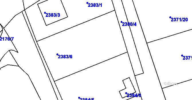 Parcela st. 2383/2 v KÚ Valtice, Katastrální mapa