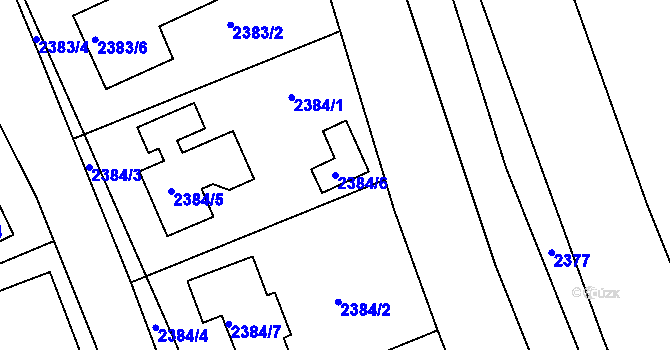 Parcela st. 2384/6 v KÚ Valtice, Katastrální mapa