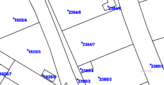 Parcela st. 2384/7 v KÚ Valtice, Katastrální mapa