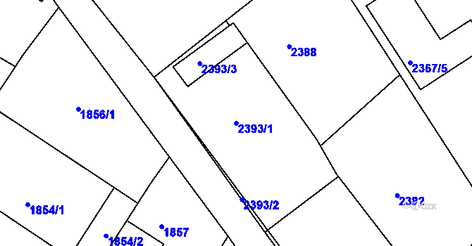 Parcela st. 2393/1 v KÚ Valtice, Katastrální mapa