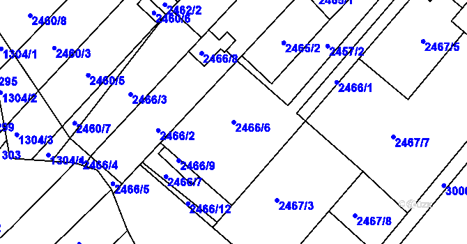 Parcela st. 2466/6 v KÚ Valtice, Katastrální mapa