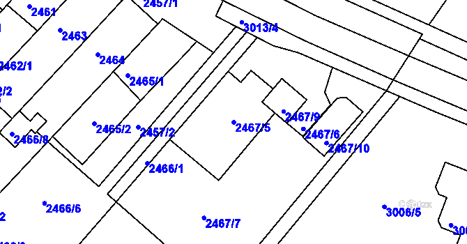 Parcela st. 2467/5 v KÚ Valtice, Katastrální mapa