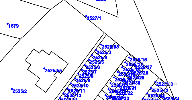 Parcela st. 2525/3 v KÚ Valtice, Katastrální mapa