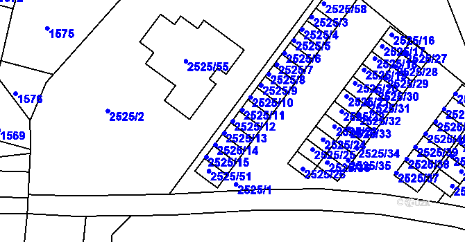 Parcela st. 2525/12 v KÚ Valtice, Katastrální mapa