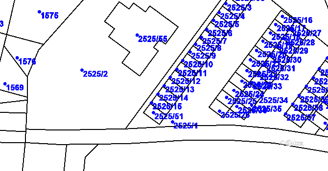 Parcela st. 2525/13 v KÚ Valtice, Katastrální mapa
