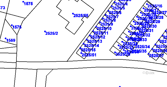 Parcela st. 2525/14 v KÚ Valtice, Katastrální mapa