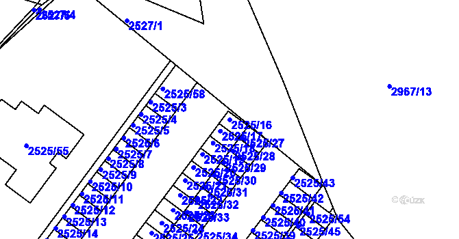 Parcela st. 2525/16 v KÚ Valtice, Katastrální mapa