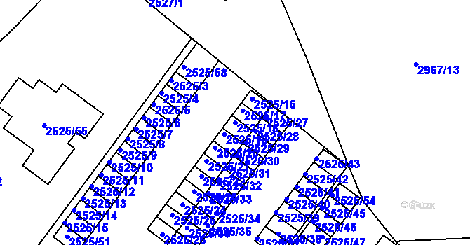 Parcela st. 2525/18 v KÚ Valtice, Katastrální mapa