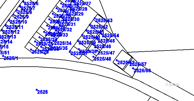 Parcela st. 2525/47 v KÚ Valtice, Katastrální mapa