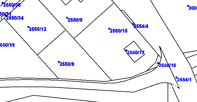 Parcela st. 2550/10 v KÚ Valtice, Katastrální mapa