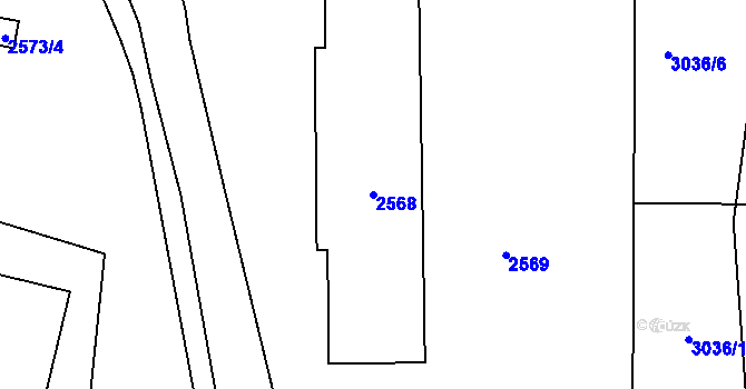 Parcela st. 2568 v KÚ Valtice, Katastrální mapa