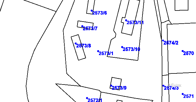 Parcela st. 2573/1 v KÚ Valtice, Katastrální mapa