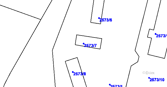 Parcela st. 2573/7 v KÚ Valtice, Katastrální mapa