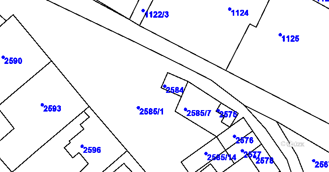 Parcela st. 2584 v KÚ Valtice, Katastrální mapa