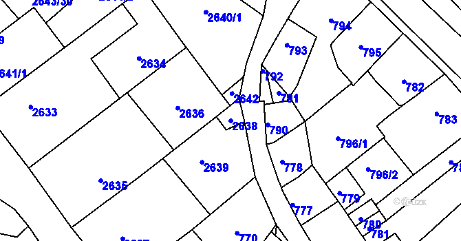 Parcela st. 2638 v KÚ Valtice, Katastrální mapa