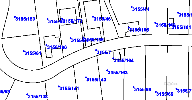 Parcela st. 3155/7 v KÚ Valtice, Katastrální mapa
