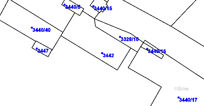 Parcela st. 3442 v KÚ Valtice, Katastrální mapa