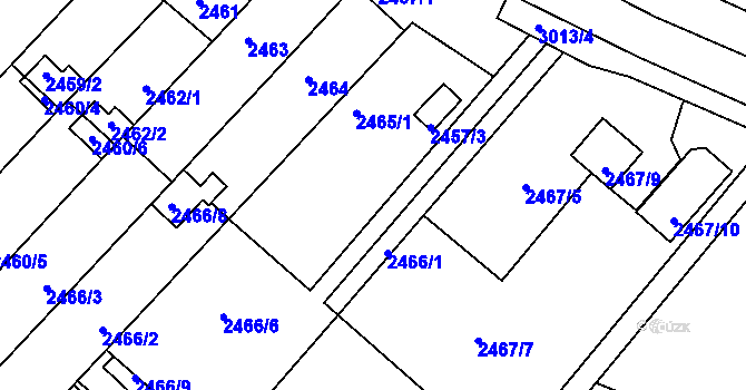 Parcela st. 2457/2 v KÚ Valtice, Katastrální mapa