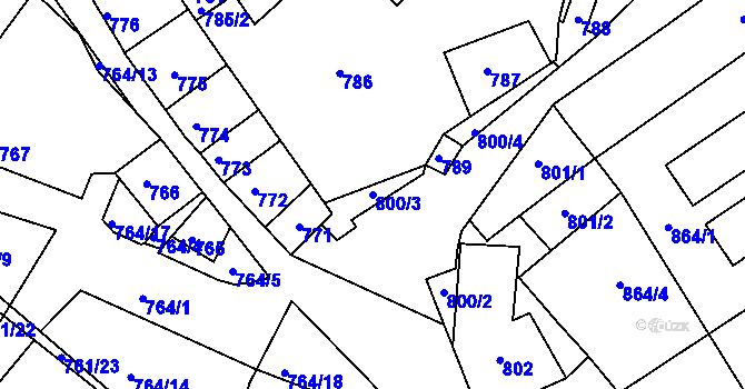Parcela st. 800/3 v KÚ Valtice, Katastrální mapa