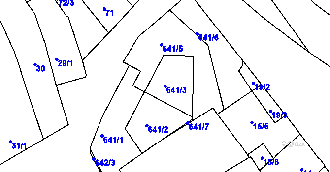 Parcela st. 641/3 v KÚ Valtice, Katastrální mapa