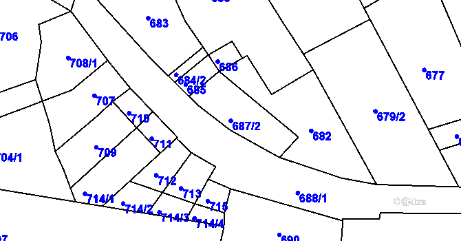 Parcela st. 687/2 v KÚ Valtice, Katastrální mapa