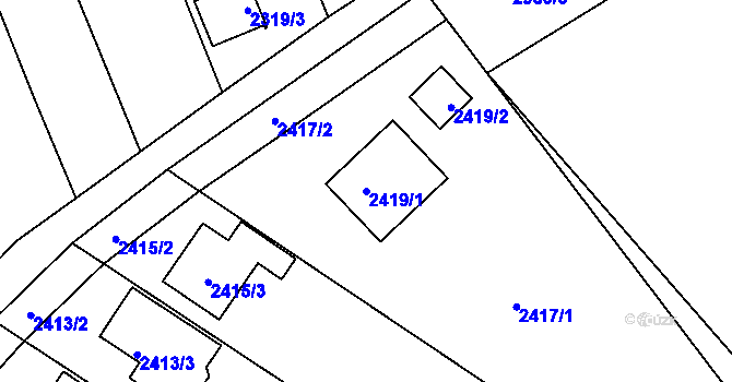 Parcela st. 2419/1 v KÚ Valtice, Katastrální mapa