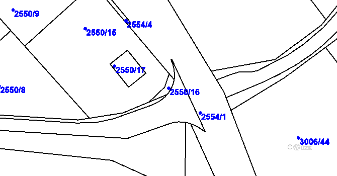 Parcela st. 2550/16 v KÚ Valtice, Katastrální mapa