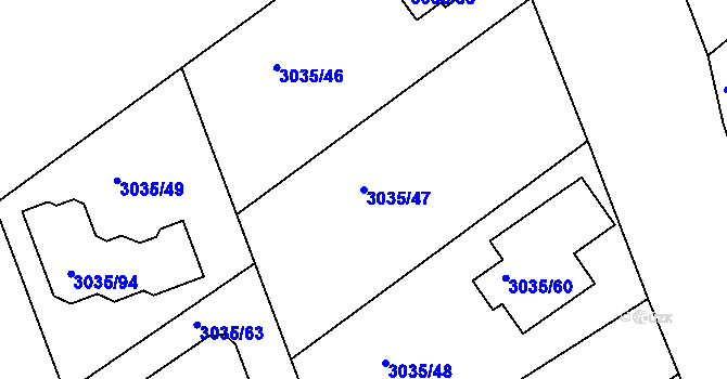 Parcela st. 3035/47 v KÚ Valtice, Katastrální mapa