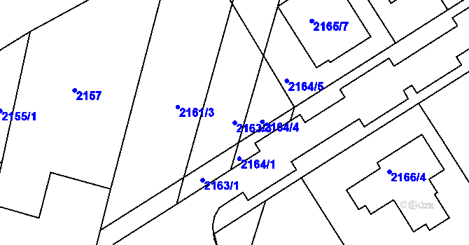Parcela st. 2163/3 v KÚ Valtice, Katastrální mapa