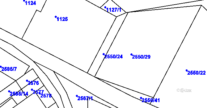 Parcela st. 2550/24 v KÚ Valtice, Katastrální mapa