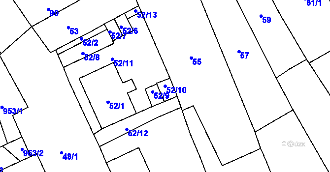 Parcela st. 52/10 v KÚ Valtice, Katastrální mapa