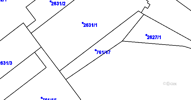 Parcela st. 761/17 v KÚ Valtice, Katastrální mapa