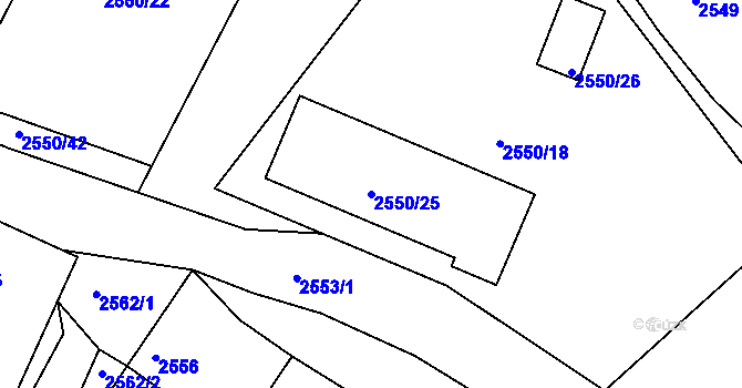 Parcela st. 2550/25 v KÚ Valtice, Katastrální mapa