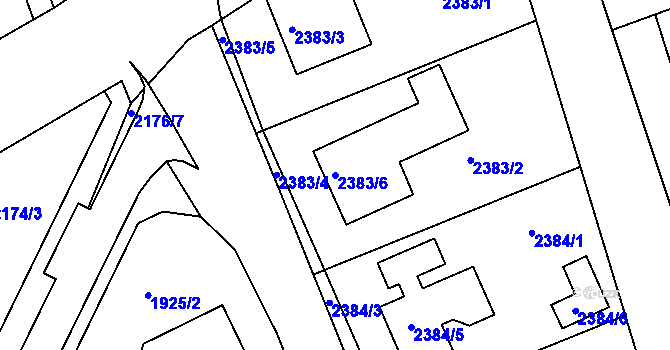 Parcela st. 2383/6 v KÚ Valtice, Katastrální mapa